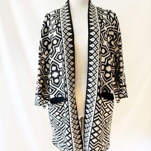 Glamorous Open Front Drape Cardigan Aztec Geometric Women’s Small